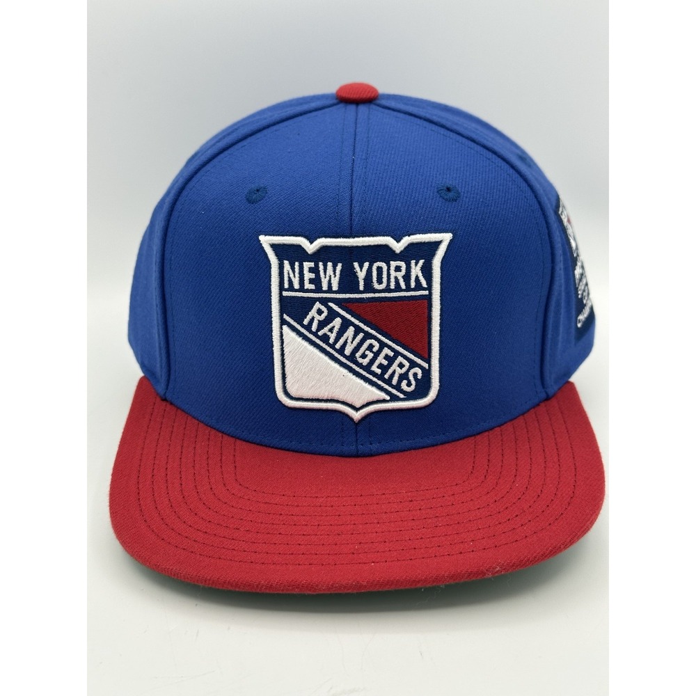 New York Rangers Snapback Hat Mitchell & Ness Cap Red Blue Trucker NHL Patch